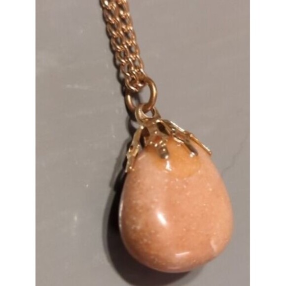 Polished Stone Pendant Necklace Vintage Gold Chain Lot Of 2 - Picture 7 of 10